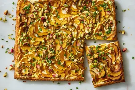 Delicata Squash Tart With Hot Honey and Pistachios