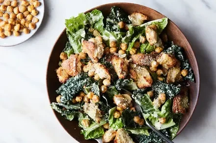 Vegan Caesar Salad With Crispy Chickpeas