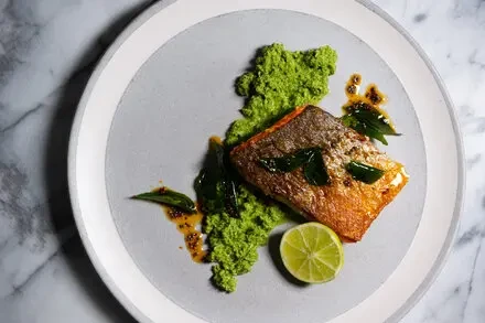 Pan-Fried Salmon with Green-Coconut Chutney