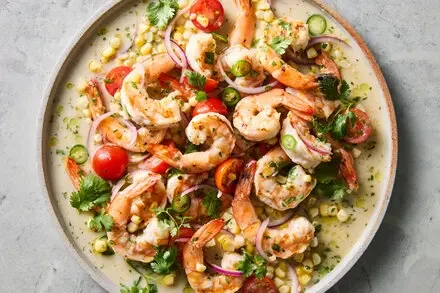 Grilled Shrimp Ceviche with Corn and Coconut